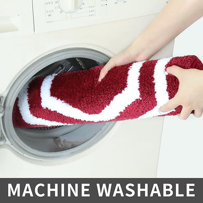 COSY HOMEER Extra Thick Bath Linen Sets Rugs - Anti-Slip Bath Mats Soft Plush 100% Strong Polyester Living Room Bathroom Water Absorbent(Red,17x27 - Inches)