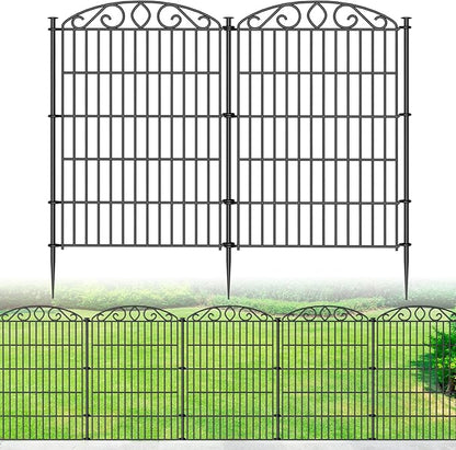 No Dig Decorative Garden Fence 6 Panel - 36in H x 12ft L, Tall Animal Barrier for Dogs Rabbits, Rustproof Metal Wire Panels for Yard, Patio, and Outdoor Border Use