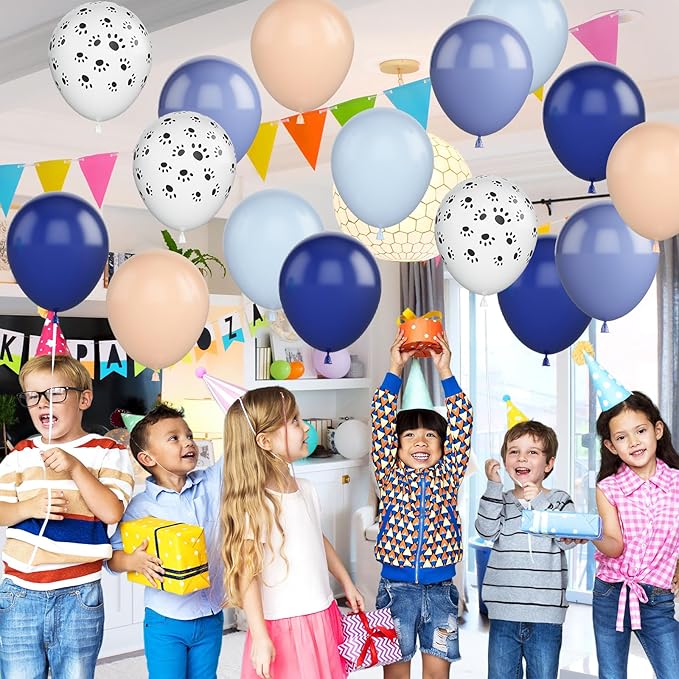 Dog Paw Printe Balloons, 12 Inch Dog Paw Print Balloon, Haze Gray Blue Latex Balloons for Puppy Paw Themed Boys Girls Kids Birthday Baby Shower Party Decor Supplies