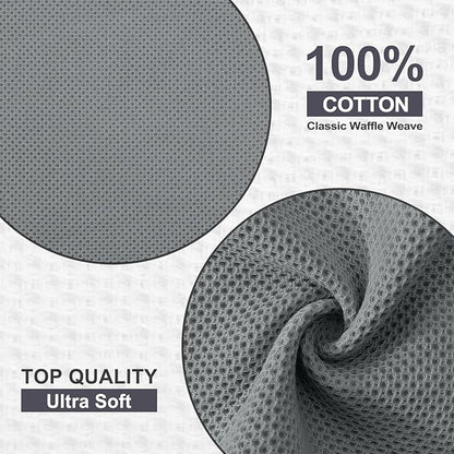 Kitinjoy 100% Cotton Kitchen Dish Cloths (12 X 12 Inches, Grey),6 Pack Waffle Weave Ultra Soft Absorbent Dish Towels for Drying Dishes Quick Drying Kitchen Towels Dish Rags