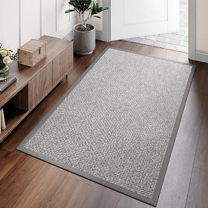 Washable Runner Rug 3x5 Jute Like Entryway Indoor Runner Mat Rugs Non Slip, Woven Soft Farmhouse Area Boho Floor Carpet for Hallway Kitchen Laundry Hall Backdoor Bedroom Living Room, Grey