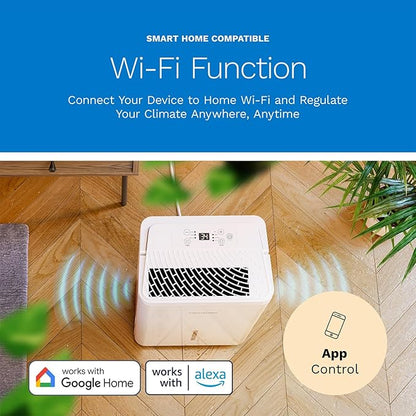 hOmeLabs 8 Pint Wi-Fi Dehumidifier for up to 1,800 Sq Ft Rooms (MAX 24 Pint at 95°F, 90% RH) – Ultra Quiet, Compact Design with Smart Controls and Drain Hose