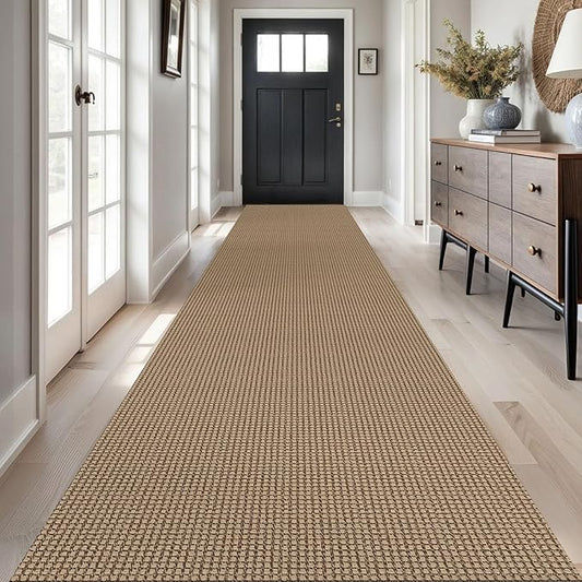 Braided Runner Rug 3x18 Ft Washable Runners for Hallways Non Slip Kitchen Runner Rug Cotton Long Entryway Runner Indoor, Woven Carpet for Hall Stair Entryway, Orange/Tan/Brown