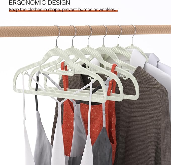 20 Pack Heavy Duty Non-Slip Plastic Hangers - Slim Space Saving w/ 360° Hook for Wet/Dry Clothes, Retail Store Display & Home Organization - White