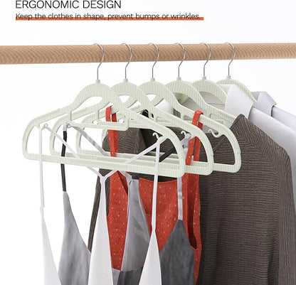 60 Pack Heavy Duty Non-Slip Plastic Hangers - Slim Space Saving w/ 360° Hook for Wet/Dry Clothes, Retail Store Display & Home Organization - White