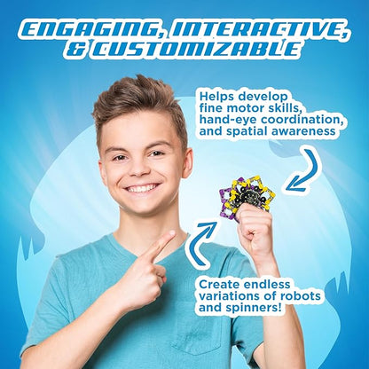 Stomp Rocket Robo Spinner, Transformable Fidget Spinner, 4-Pack - Transformer Robot Fidget Toy for Kids - Cool Sensory Gadgets - Spinning STEM Gifts & Party Favors for Boys, Girls, Teens & Adults