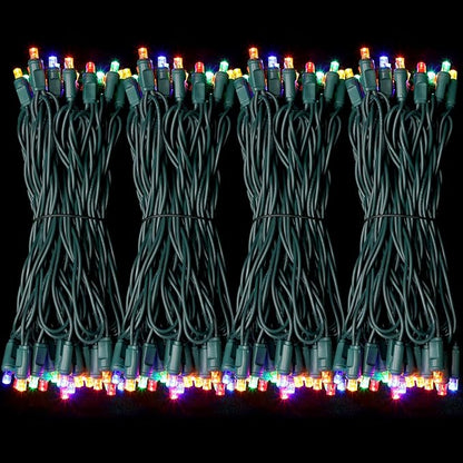 200LED (4pk of 50L) String Lights, LED Christmas Lights, 6" SPACING,Green Wire,Multicolour