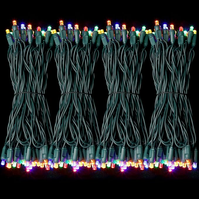 1200LED (24pk of 50L) String Lights, LED Christmas Lights, 6" SPACING,Green Wire, Multicolour
