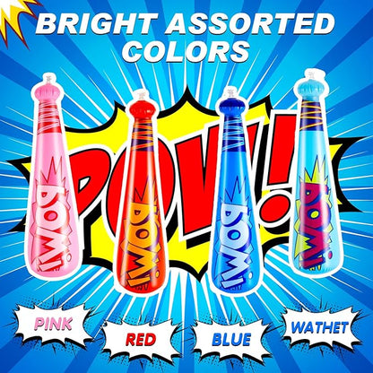 Seematn 12 Pcs Pow Inflatable Baseball Bats 17 Inch Inflatable Blow up Bats for Kids Carnival Game Prizes Bulk Baseball Party Favors Carnival Hero Sports Prizes (Blue,Dark Blue,Pink,Red)