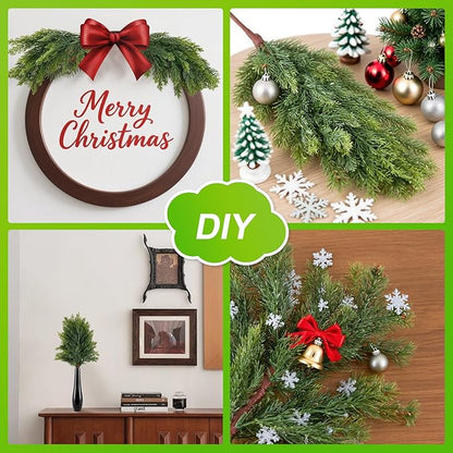 12 Pcs Exceptionally Lush Artisan-Crafted Norfolk Pine Branches – 18" Real Touch Artificial Christmas Greenery Stems for Garland, Wreaths, Vases & DIY Indoor/Outdoor Décor