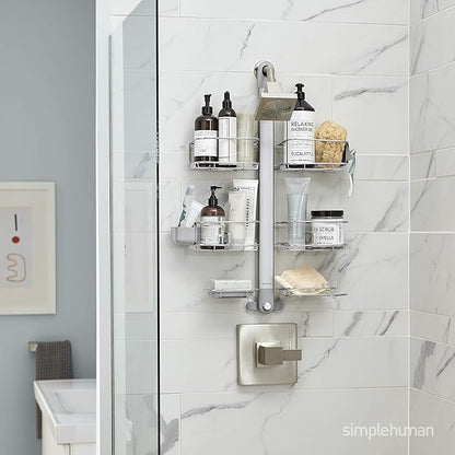 simplehuman Adjustable and Extendable Shower Caddy XL, Stainless Steel and Anodized Aluminum