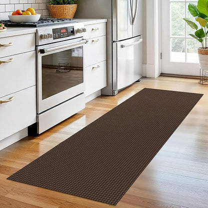 EARTHALL Woven Runner Rug 2x6 Ft Washable Runners for Hallways Cotton Non Slip Rubber Backed Kitchen Runner Braided Indoor Floor Carpet for Entryway, Hallway, Kitchen, Bedroom, Brown
