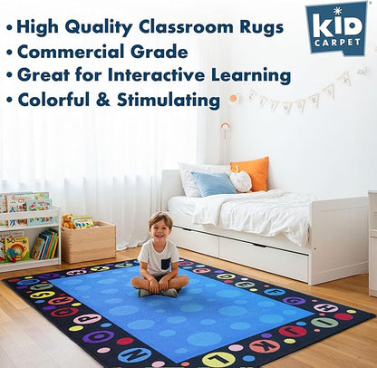 Alphabet Bubbles Classroom Rug 6' x 8'6" Rectangle, Educational Classroom Rug, Kids Learning Play Mat | Area Rug for Bedroom or Playroom