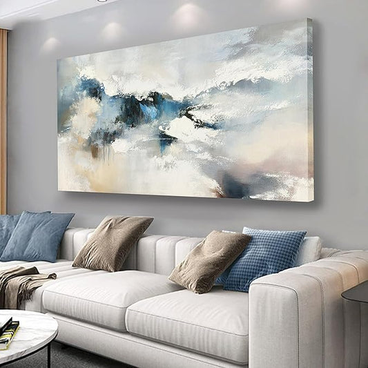 Yuaxker Abstract Canvas Wall Art Blue Wall Decor Wall Prints Aesthetic Unique Artwork for Living Room Bedroom Dining Room Office Home Decor 20x40 Inch