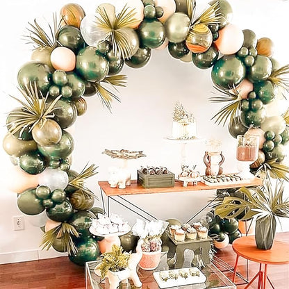 PartyWoo Metallic Camo Dark Forest Hunter Green Balloons 50 pcs 12 Inch Green Balloons for Graduation Wedding Birthday Boho Neutral Color Party Decorations Green-G126