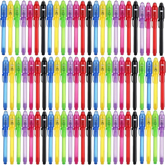 SCStyle 80Pcs Invisible Ink Pen with UV Light Magic Marker for Secret Messages, Writing Information for Birthdays, Easter, Halloween, Christmas Gifts for Students