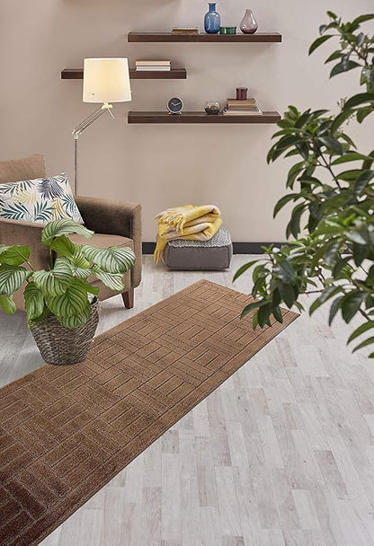 Custom Size Hallway Carpet Runner Rug, Slip Resistant, 31 Inch Wide X Your Choice of Length, Bricks Brown, 31 Inch X 29 feet