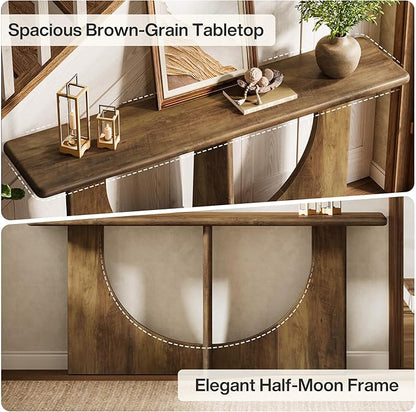 Tribesigns Console Table for Entryway, 71-Inch Farmhouse Entryway Table with Sturdy Geometric Frame, Extra Long Sofa Console Behind The Couch for Living Room, Foyer, Entrance, Rustic Brown