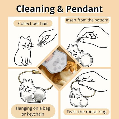 2025 Upgrade Electrostatic Pet Hair Removal Glove, A Reusable Pet Hair Remover Tool for Cats & Dogs, Clothing, Couches, Carpets, and Car Seats(Gray Glove, Cat Keychain)