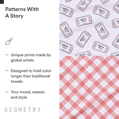 GEOMETRY Christmas Kitchen Towels - Quick Dry Microfiber Cloth Dish Towels for Kitchen Drying - Premium Quick Dry Towel 2-Pack Set - Polar Express