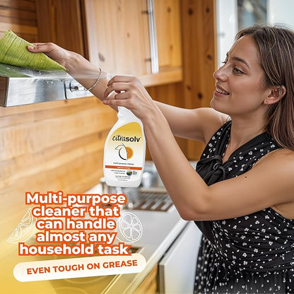 Citra Solv All Purpose Cleaning Spray – Powerful Citrus Degreaser for Kitchen & Bathroom, Multi-Surface Cleaner, No Harsh Chemicals, Valencia Orange 22oz (2 Pack)