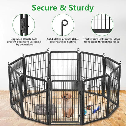 Dog Playpen Outdoor, 32" Height 30 Panels Pet Fence with Low Threshold Full Gate, Large Dog Fence Outdoor for Yard, Heavy Duty Pet Playpen Metal Play Pen Fence for RV Camping