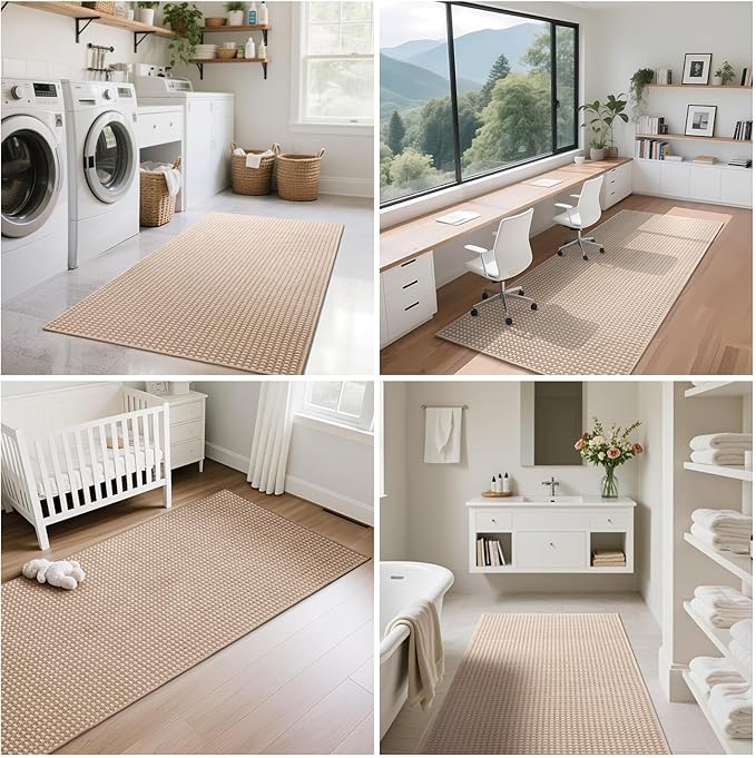 YDKGL 2x10 ft Hallway Runner Rug Extra Long Boho Woven Kitchen Runner Rugs Mat Non Slip Washable, Soft Hall Floor Mat Runner Carpet for Indoor Backdoor Bedroom Entryway Laundry Living Room, Brown