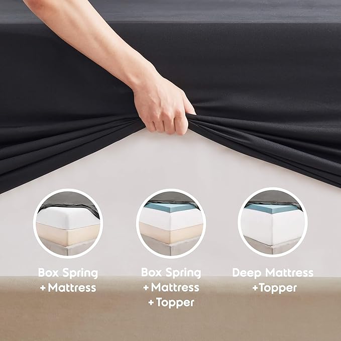 Nestl King Sheet Set - Luxury 1800 Ultra-Soft Microfiber King Bed Sheets - Double Brushed - Deep Pockets - Easy Fit - 4 Piece Set - Bedding Sheets & Pillowcases (King, Black)