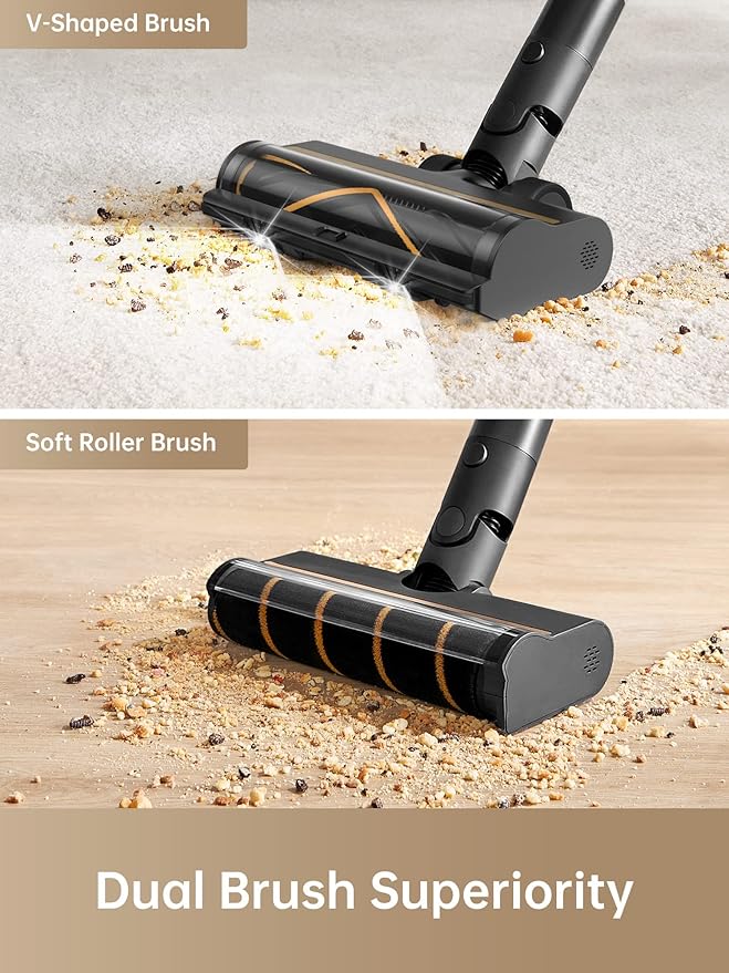DREAME R10 Pro Cordless Vacuum Cleaner for Home, 6-in-1 Cordless Stick Vacuum Rechargeable, 65Mins Runtime, Powerful Suction, Wireless Vacuum Cleaner for Hardwood Floor, Carpet, Tile, Pet Hair, Black