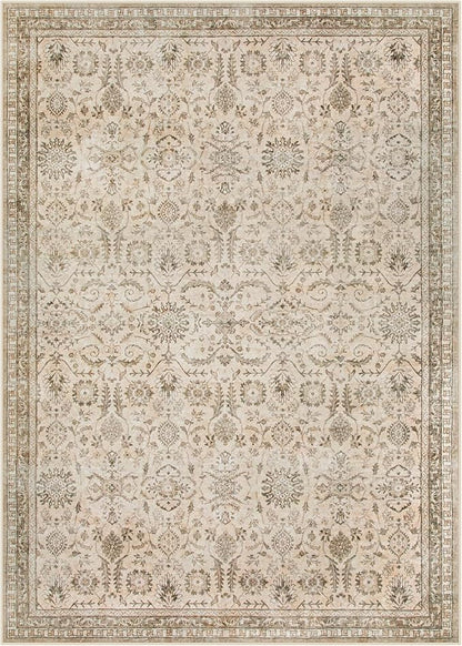 Lahome Boho Beige Fall Rugs for Living Room, Washable Bedroom Area Rug 5x7 Non-Slip, Soft Vintage Stain Resistant Nursery Carpets for Home Decor Non-Shedding, Soft Amber