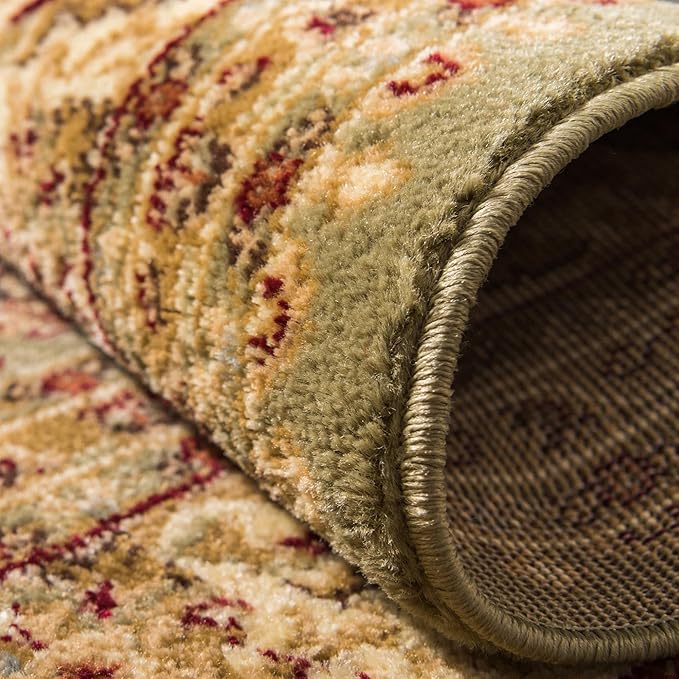 Rugs.com Aditi Collection Rug – 7' 10 Round Green Low Rug Perfect for Kitchens, Dining Rooms