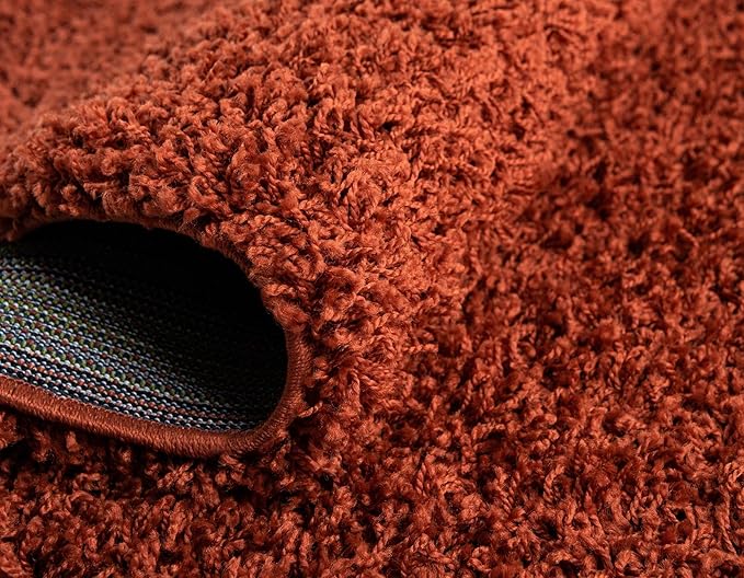 Unique Loom Solid Shag Collection Area Rug (3' 3" x 5' 3" Oval, Terracotta)