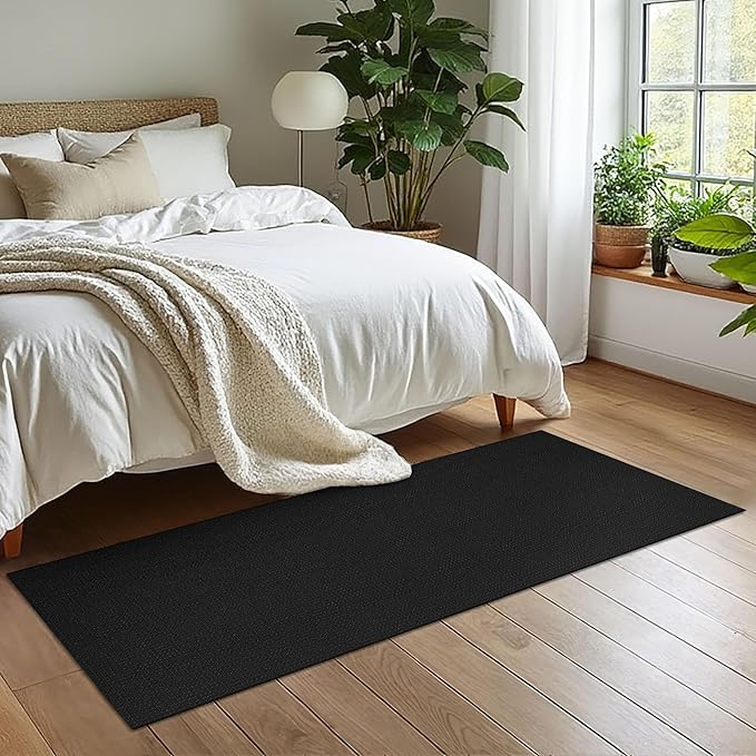 EARTHALL Woven Runner Rug 2x6 Ft Washable Runners for Hallways Cotton Non Slip Rubber Backed Kitchen Runner Braided Indoor Floor Carpet for Entryway, Hallway, Kitchen, Bedroom, Black/Grey