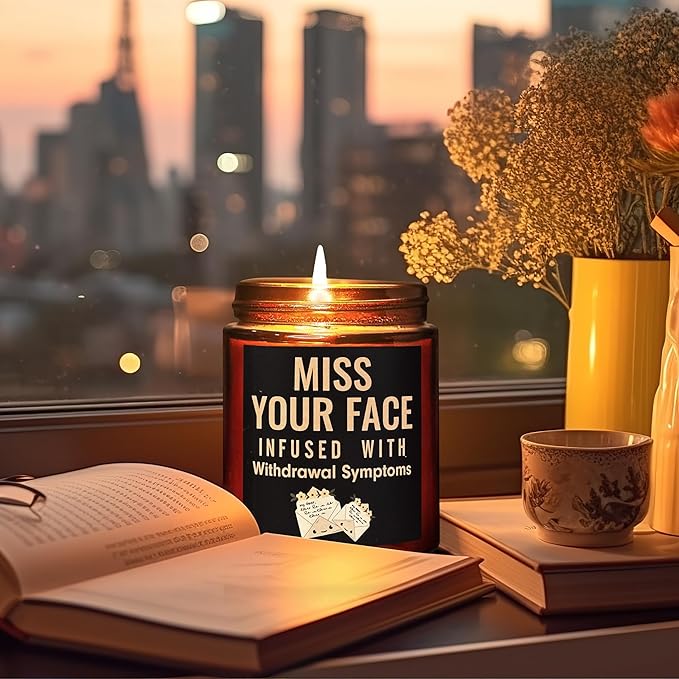 Funny Friend Gifts for Women Men - Miss Your Face Candle - Friendship, Birthday Gift for Her Him - Gifts for Best Friend Bestie Sister Mom - Fun Relaxing Gift - Natural Soy Wax Candle for Home