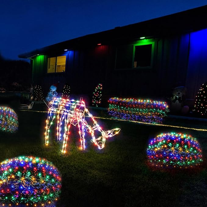 WBao Christmas Lights Outdoor, 360LED 11.5ft x 6.9ft Net Lights with 8 Modes, Timer, UL Certified, End to End Connectable, Waterproof for Lawn, Bushes, Trees Outdoor Christmas Decorations, Multicolor