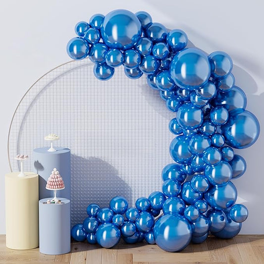 130PCS Metallic Blue Balloons, Latex Balloon Different Sizes 18/12/10/5 Inch, Helium Balloons with Ribbon, Party Balloon for Birthday Wedding Graduation Anniversary Baby Shower Decoration