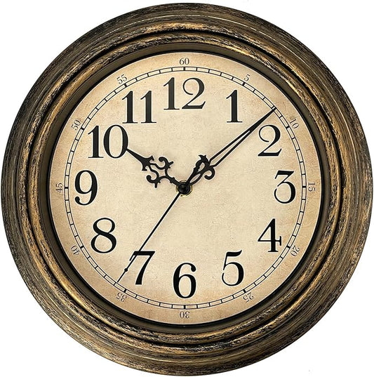 Plumeet Extra Large Retro Wall Clock, 16'' Non Ticking Classic Silent Vintage Wall Clocks Decorative Kitchen Living Room Bedroom - Battery Operated