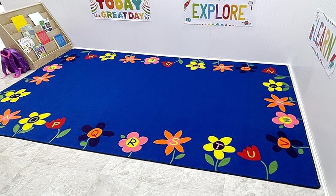Alphabet Garden School Rug, 4' x 6' Rectangle, Multicolored, Educational Classroom Rug, Kids Learning Play Mat | Area Rug for Bedroom or Playroom