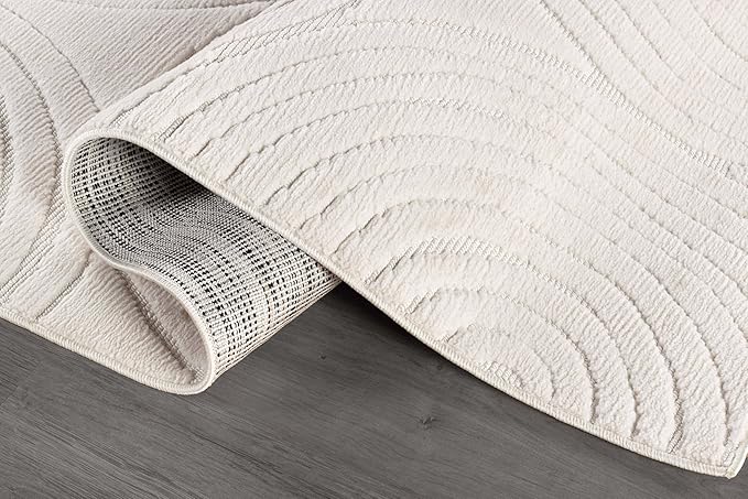 Beverly Rug Micro Loop Area Rug Light Gray 9x12 Geometric Modern Luxury Circular Durable Soft Indoor Rugs for Living Dining Room Office Stain Resistant Non Shedding Casual Indoor Carpet 9 x 12