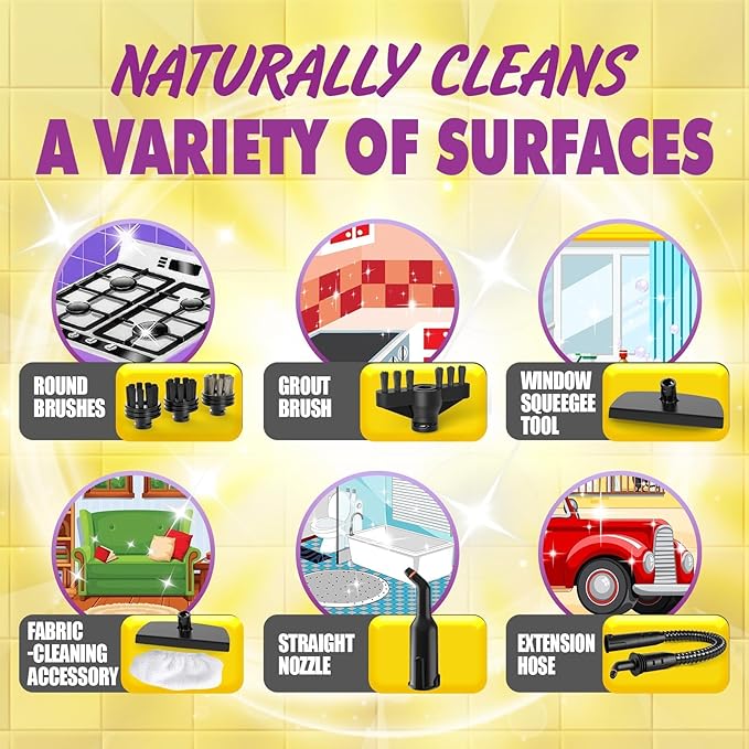 Steam Cleaner, Deep Cleaning Steam Cleaner for Home, 1200W Handheld Steam Cleaner with 10 Tools, Natural Steamer for Cleaning, Handheld Steamer for Bathrooms, Kitchens, Windows, Shower, Grout,Tile,Car