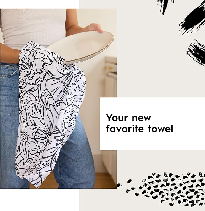 GEOMETRY Kitchen Dish Cloths - Spring & Summer Collection - Premium Dishcloths with Geoweave - Absorbent & Fast Drying Kitchen Towels - Soft Floral, 10" x 10" - 3-Pack