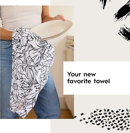 GEOMETRY Kitchen Dish Cloths - Spring & Summer Collection - Premium Dishcloths with Geoweave - Absorbent & Fast Drying Kitchen Towels - Soft Floral, 10" x 10" - 3-Pack