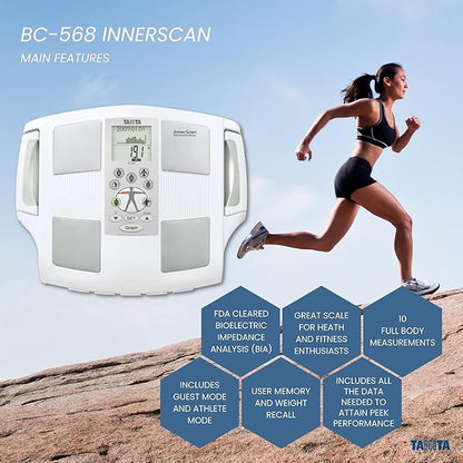 Tanita BC-568 InBody Digital Scale - Japan Technology Segmental Body Composition Analyzer with Smart BMI, Fat, Muscle Mass Measurement, and Nutrition Tracking - FDA Cleared, HSA/FSA Eligible