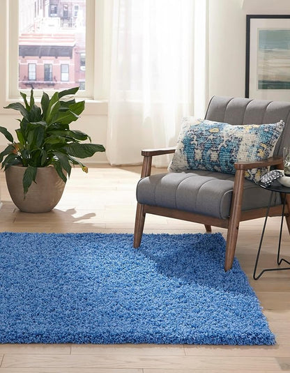 Unique Loom Solid Shag Collection Area Rug (9' x 12' 2" Rectangle, Periwinkle Blue)