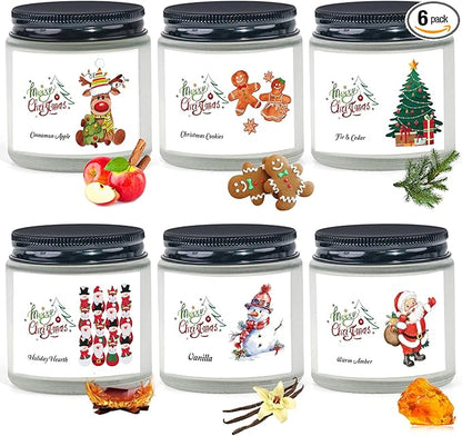 Christmas Scented Candles for Home, 6 Pack Soy Set, 21 oz Jar, Perfect Gifts for Women/Coworker/Girlfriend/Friends