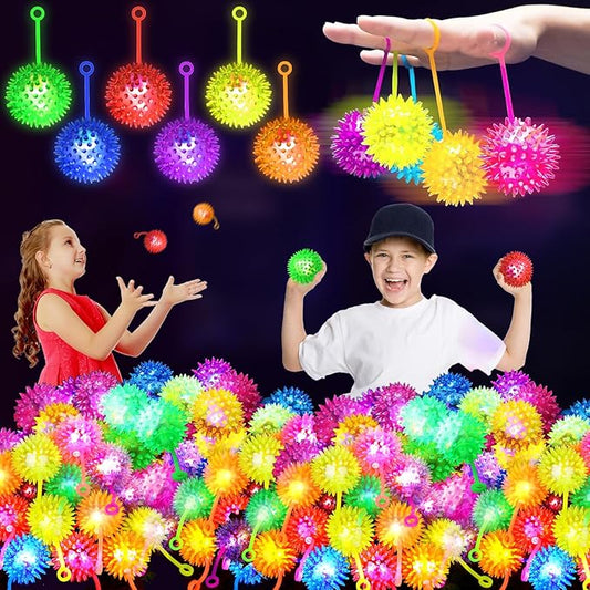 200PCS Light Up Ball, Bouncy Balls for Kids, 6 Colors LED Flashing Squeaky Ball, 2.2inch Sensory Fidget Toys, Glow in The Dark Party Supplies, Neon Party Favors, for Student Gifts School Rewards