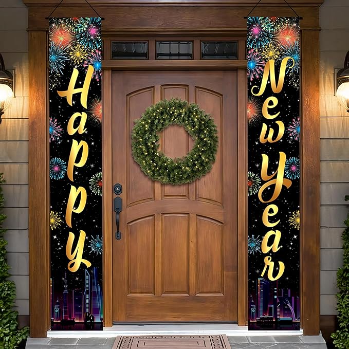 KatchOn, XtraLarge Happy New Year Banner – 72x12 Inch | Happy New Year Door Banner for New Years Decorations 2026 | New Years Eve Party Supplies 2026 | Nye Decorations 2026, Nye Party Supplies