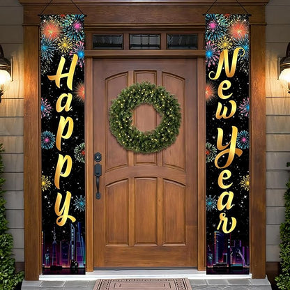 KatchOn, XtraLarge Happy New Year Banner – 72x12 Inch | Happy New Year Door Banner for New Years Decorations 2026 | New Years Eve Party Supplies 2026 | Nye Decorations 2026, Nye Party Supplies