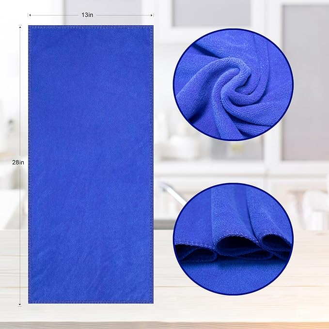 kimteny 13x28 Inches Kitchen Cloth Dish Towels, 400 GSM Premium Dishcloths, Super Absorbent Coral Velvet Microfiber Cleaning Cloths, Fast Drying Rags for Washing Dishes (12 Pack, Blue)