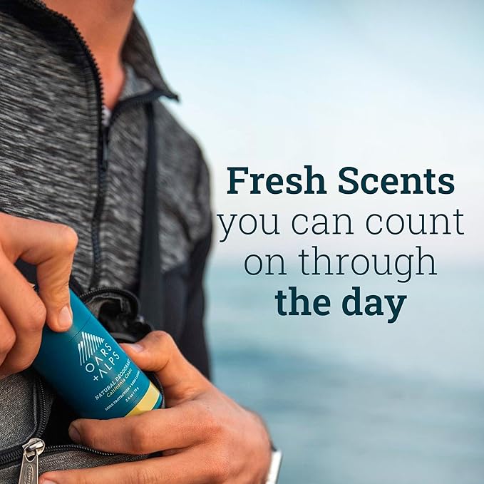 Oars + Alps Deodorant for Men & Women, Aluminum Free Deodorant for Men, Dermatologist Tested, Clean Ingredients, Non Toxic, Vegan, Long Lasting, Odor Protection, California Coast, 1pk, 2.6oz